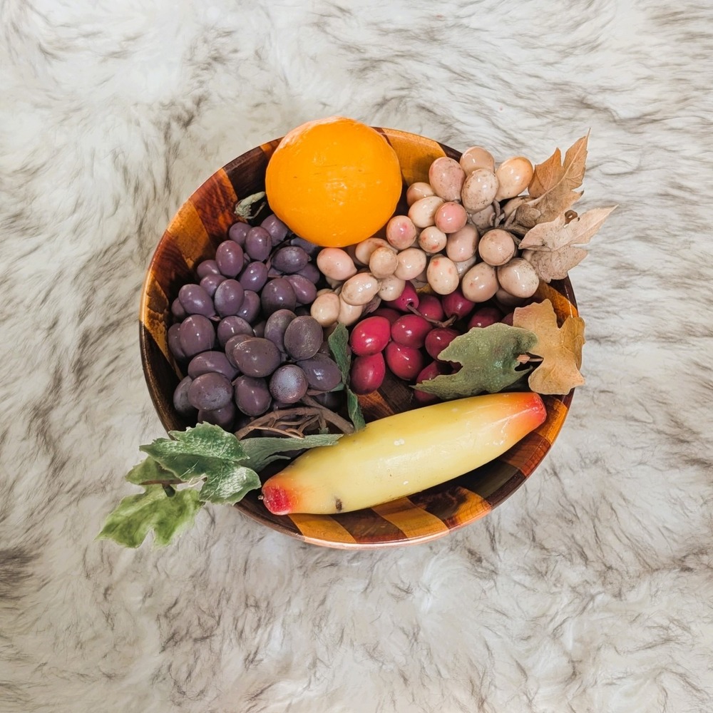5 Piece Realistic Faux Fruit: Grapes (3), Orange & Banana